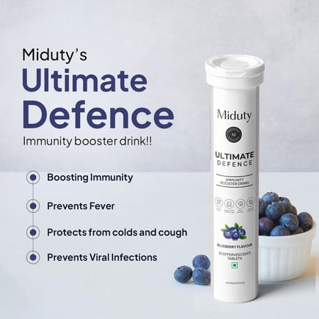 Miduty Ultimate Defence-Immunity Booster - Vit C-Zinc -Elderberry Extract- Effervescent - 20 Tablets