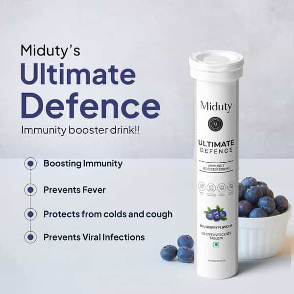 Miduty Ultimate Defence-Immunity Booster - Vit C-Zinc -Elderberry Extract- Effervescent - 20 Tablets