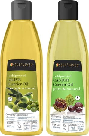 Soulflower Olive Oil (225 Ml) & Castor Oil (225 Ml)