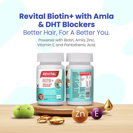 Revital Biotin + With Amla And Dht Blockers For Hair Growth Bottle 50 Tablets