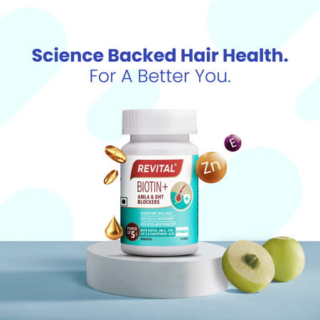 Revital Biotin + With Amla And Dht Blockers For Hair Growth Bottle 50 Tablets