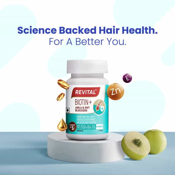Revital Biotin + With Amla And Dht Blockers For Hair Growth Bottle 50 Tablets