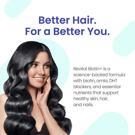 Revital Biotin + With Amla And Dht Blockers For Hair Growth Bottle 50 Tablets