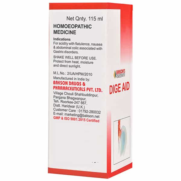 Dr Bakshi's Bakson Homoeopathy Dige Aid Syrup 115 Ml