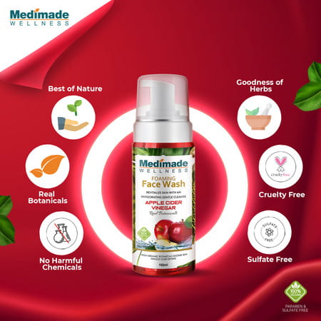 Medimade Apple Cider Vinegar Foaming Face Wash - 160 Ml X 2 ( Pack Of 2 )