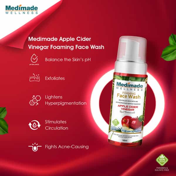 Medimade Apple Cider Vinegar Foaming Face Wash - 160 Ml X 2 ( Pack Of 2 )