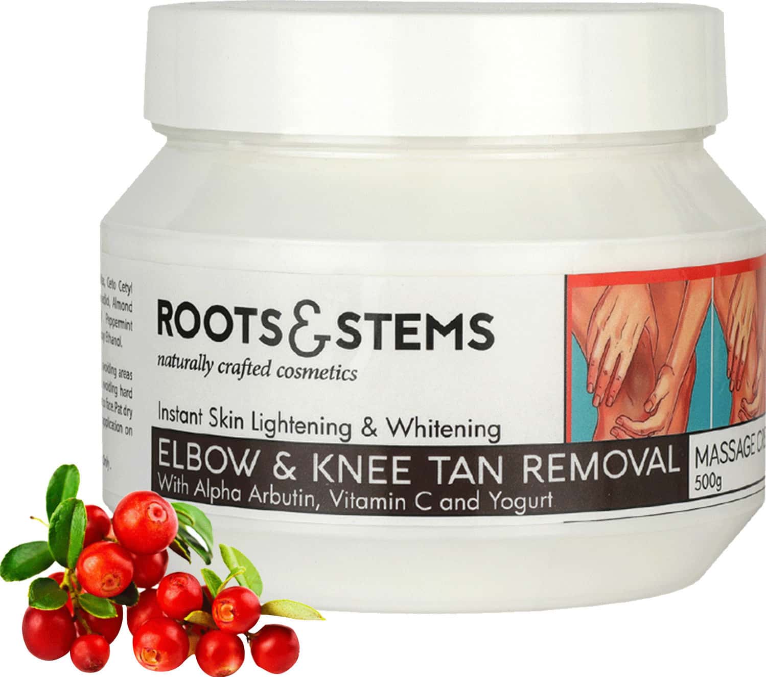 Roots & Stems Elbow & Knee Tan Removal Massage Cream For Brighter Skin & Blackness Removal (500g)