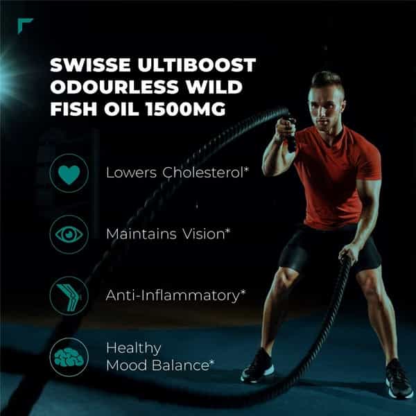 Swisse Ultiboost Odourless Strength Wild Fish Oil -Omega 3 -Heart Brain & Eye Health- 200 Caps