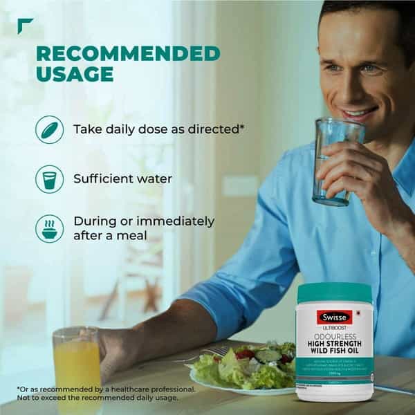 Swisse Ultiboost Odourless Strength Wild Fish Oil -Omega 3 -Heart Brain & Eye Health- 200 Caps