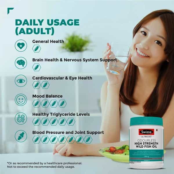 Swisse Ultiboost Odourless Strength Wild Fish Oil -Omega 3 -Heart Brain & Eye Health- 200 Caps