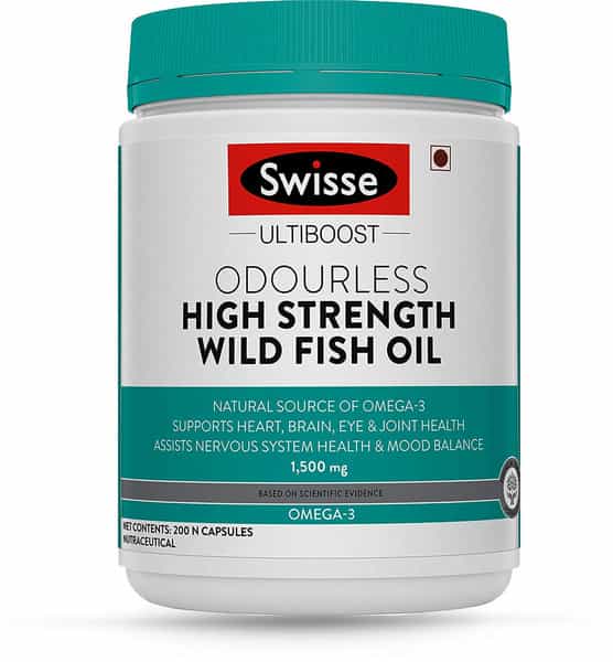 Swisse Ultiboost Odourless Strength Wild Fish Oil -Omega 3 -Heart Brain & Eye Health- 200 Caps