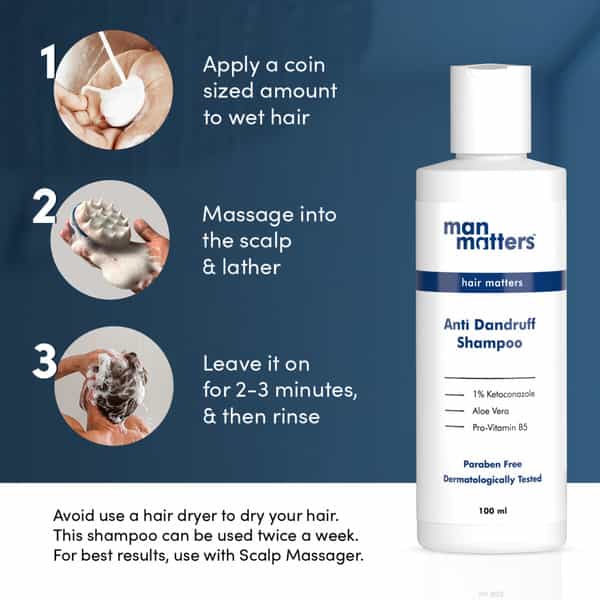 Man Matters Anti Dandruff Shampoo 100 Ml + Massager