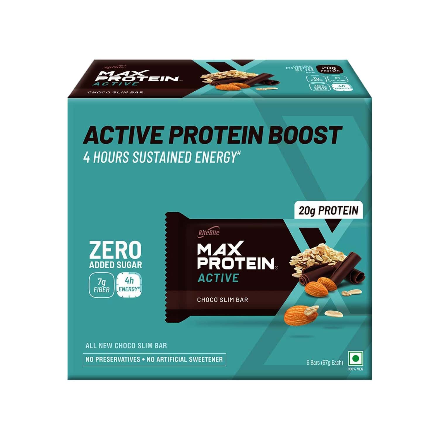 Buy Ritebite Max Protein Active Choco Slim Nutrition Bar 67gm X 6 Box 