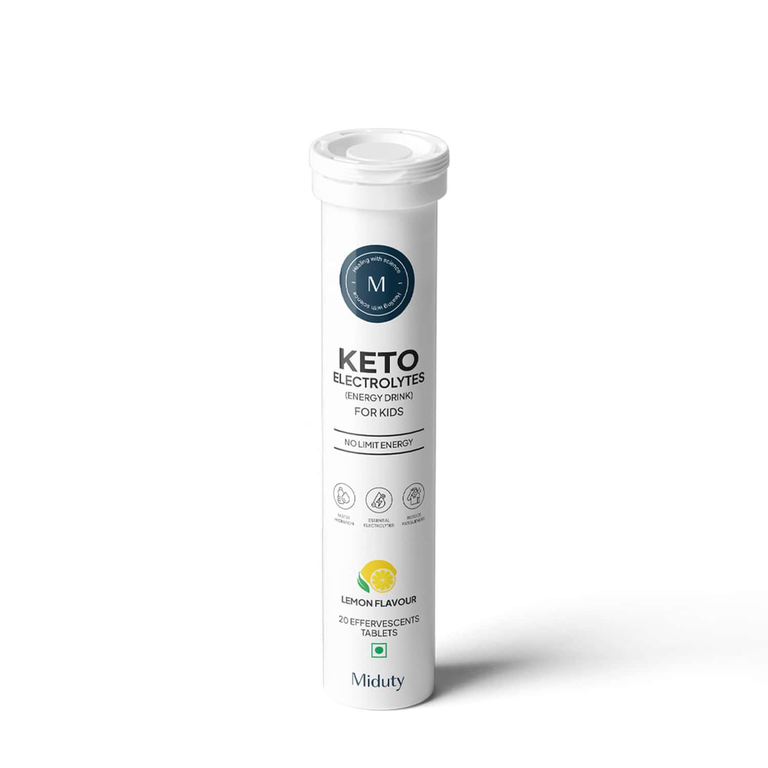 Miduty Keto Electrolytes Hydration Drink Kids - 20 Effervescent Tablets - Lemon Flavor
