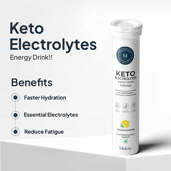 Miduty Keto Electrolytes Hydration Drink Kids - 20 Effervescent Tablets - Lemon Flavor