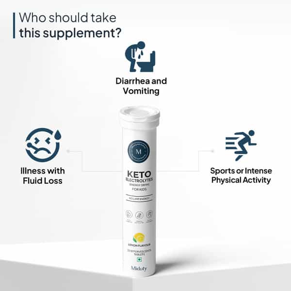 Miduty Keto Electrolytes Hydration Drink Kids - 20 Effervescent Tablets - Lemon Flavor