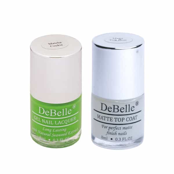 Debelle Gel Nail Polish Gift Set Of 2 Matcha Cookie | Matte Top Coat(Top Coat) - 16 Ml (8Ml Each)