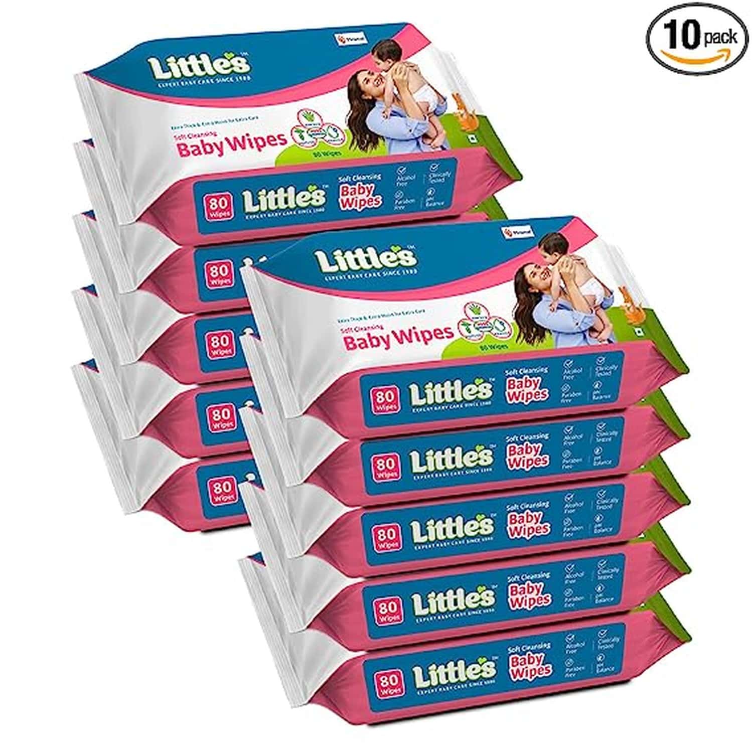 Little'S Soft Cleansing Baby Wipes (Pack Of 10 | 80 Wipes)