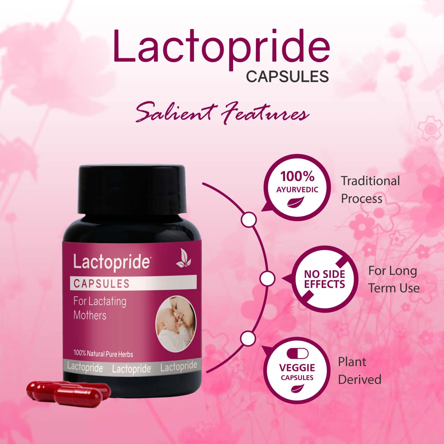 Buy LACTOPRIDE CAPSULES 60 CAPS CARE FOR BREASTFEEDING MOTHER 100