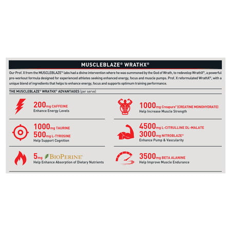 Muscleblaze Pre Workout Wrathx With Creapure | Nitroblaze & Bioperine (Mango Mayhem | 340g)