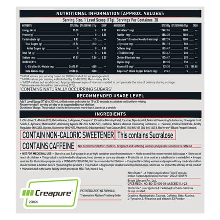 Muscleblaze Pre Workout Wrathx With Creapure | Nitroblaze & Bioperine (Mango Mayhem | 340g)