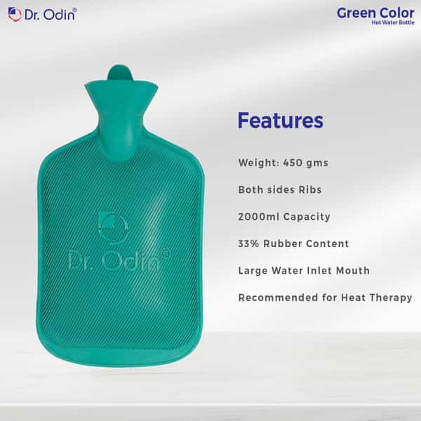 Dr. Odin 2 Litre Hot Water Bag | Non Electric Leakproof & Reusable Heating Pad ( Green )