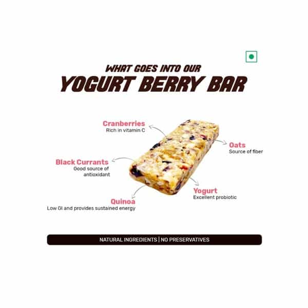 Ritebite Yogurt Berry Nutrition Bar (Pack Of 12) Box Of 420 G