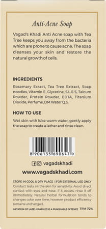 Vagad'S Khadi Anti-Acne Soap 100gm | Reduces Acne And Pimples | Cleanses Your Skin | Pack Of 3
