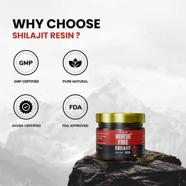 A R Ayurveda Horse Fire Shilajit Resin With 80% Fulvic Acid For Improve Strength & Stamina - 20Gm