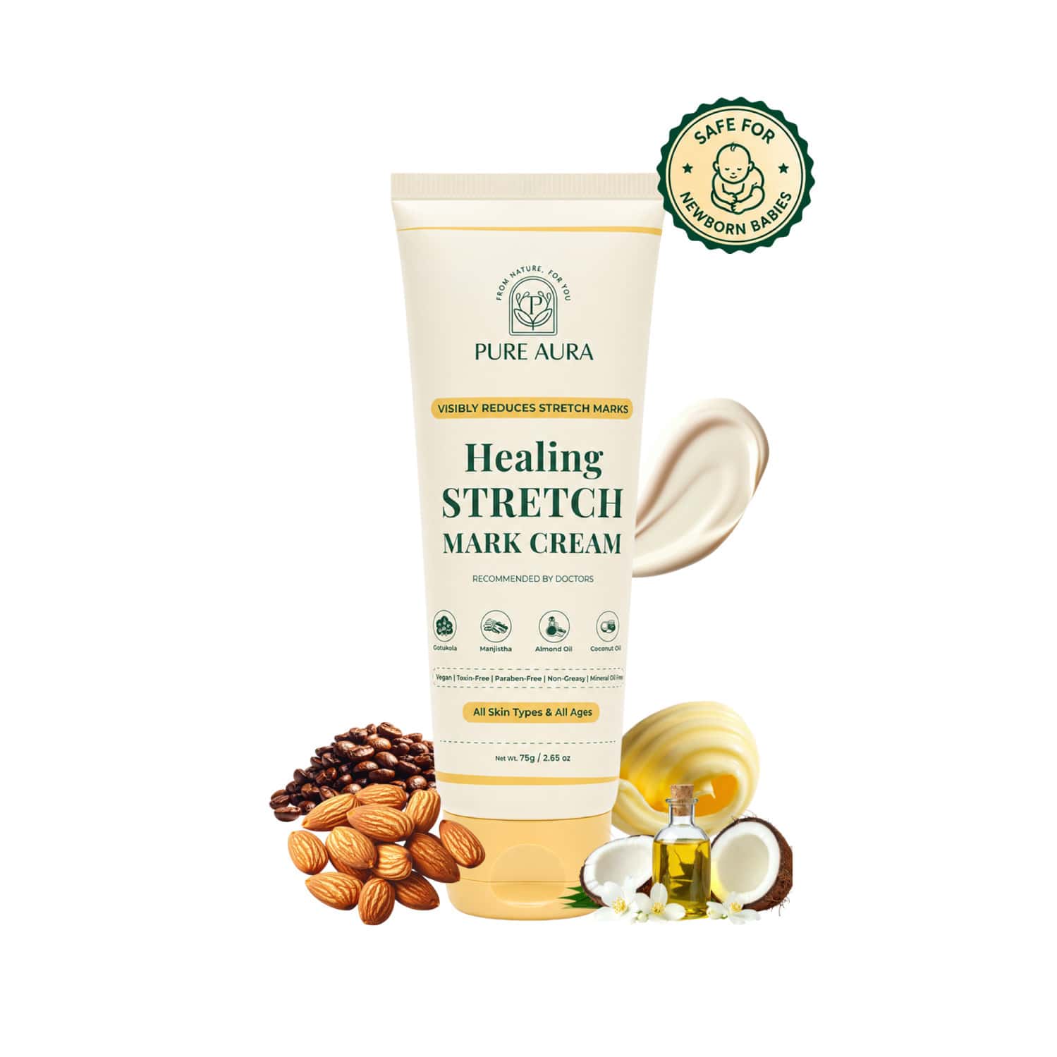 Pure Aura Healing Stretch Mark Cream | Visible Reduction In Stretch Marks In 10 Days 75 Gm