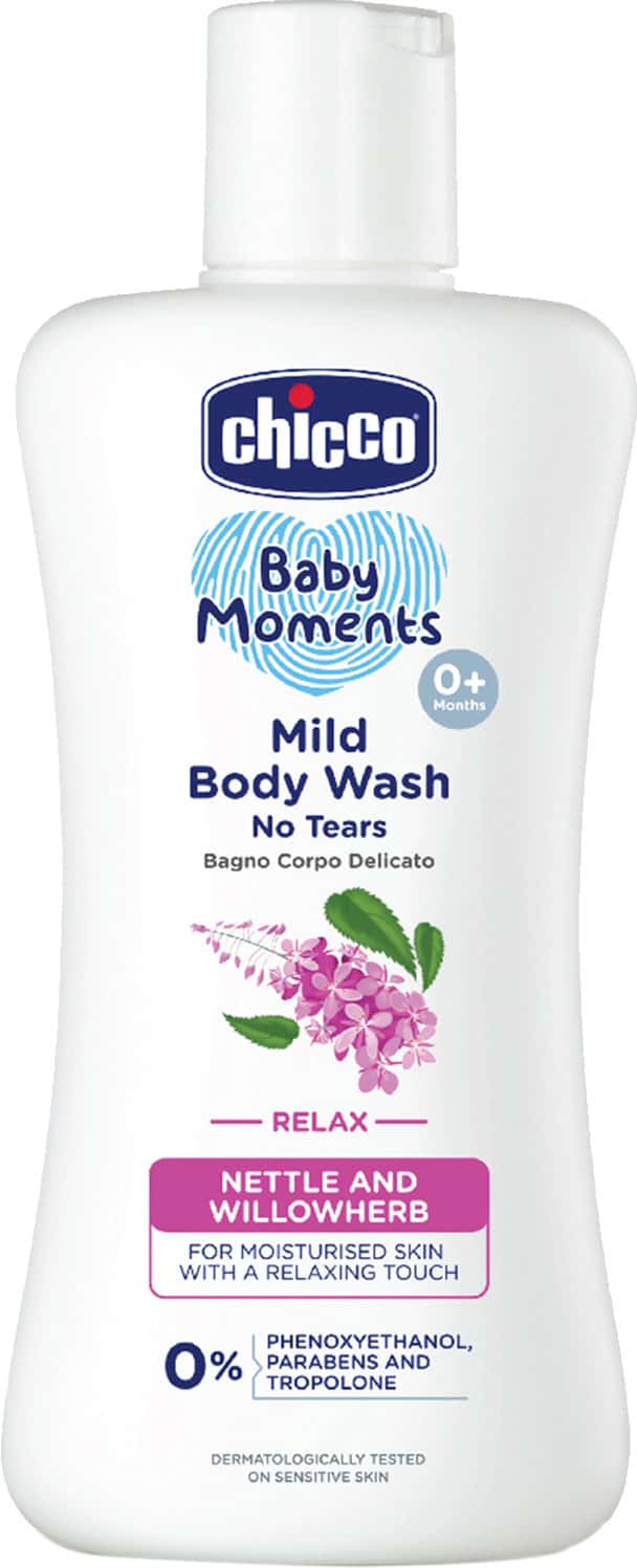 Chicco Baby Moments Mild Body Wash Relax No Tears For Soft Skin No Tears Soap Free 0m+ (200 Ml)