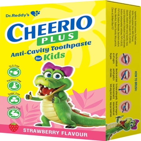 Cheerio Plus Strawberry Flavour Sugar Free Kids Anti Cavety Toothpaste 75gm