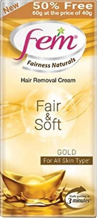 Fem Fairness Naturals Hair Removal Cream Fair And Soft Gold - All Skin Types - (40 Gm + 50% Extra)