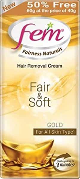 Fem Fairness Naturals Hair Removal Cream Fair And Soft Gold - All Skin Types - (40 Gm + 50% Extra)