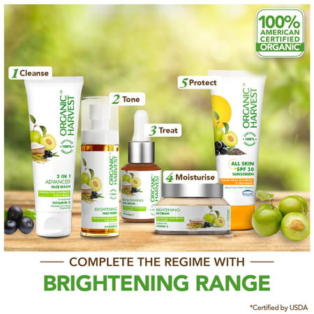 Organic Harvest Brightening Face Serum For Men & Women | Kakadu Plum, Acai Berry & Rice Water, 30ml