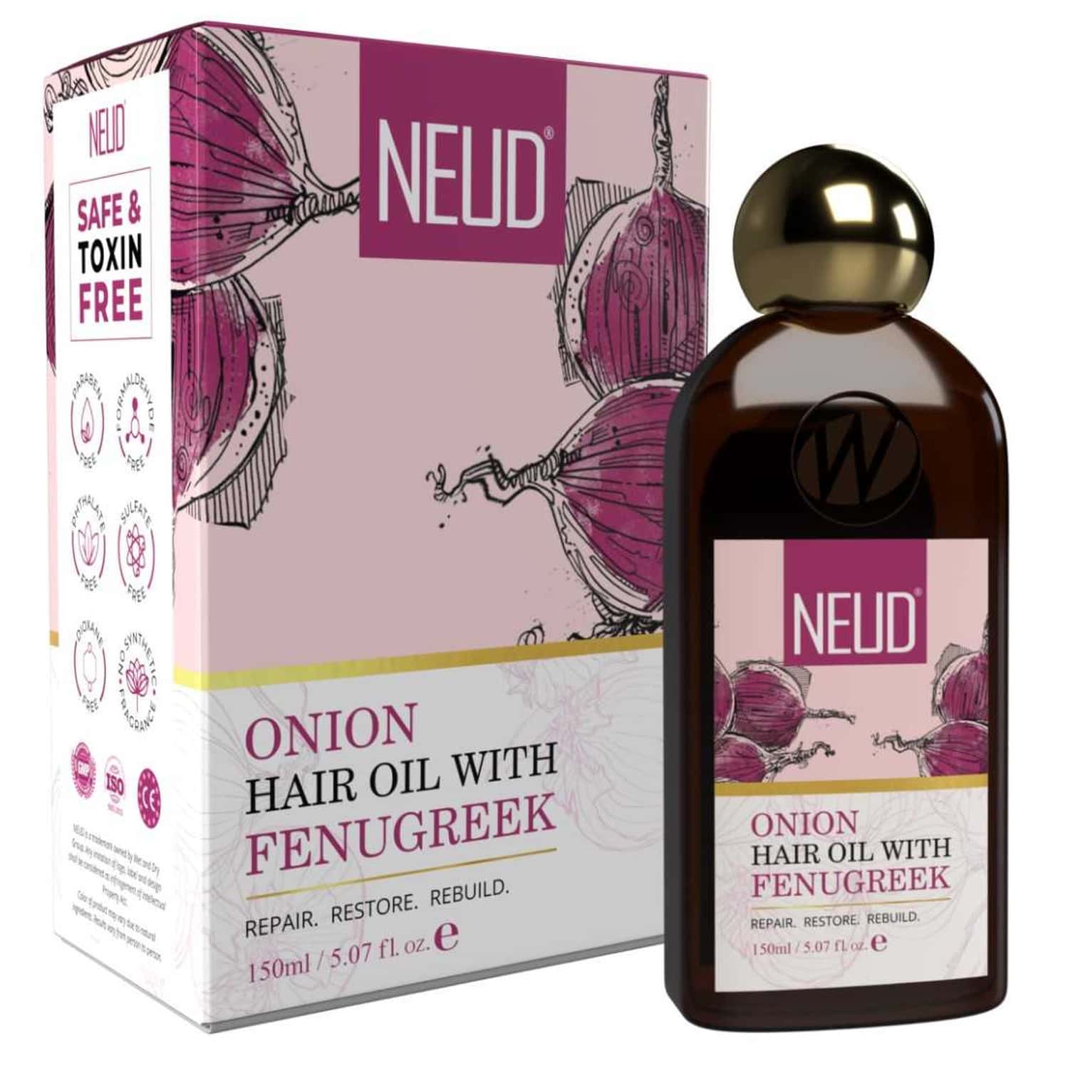 Neud Premium Onion Hair Oil With Fenugreek For Men & Women - 1 Pack (150ml)