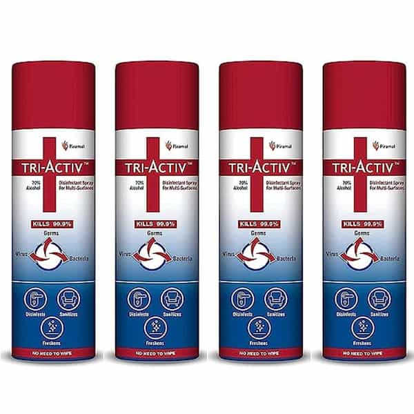 Tri-Activ 70% Alcohol Based Disinfectant Spray For Multi-Surfaces - 100 Ml (Pack Of 4)