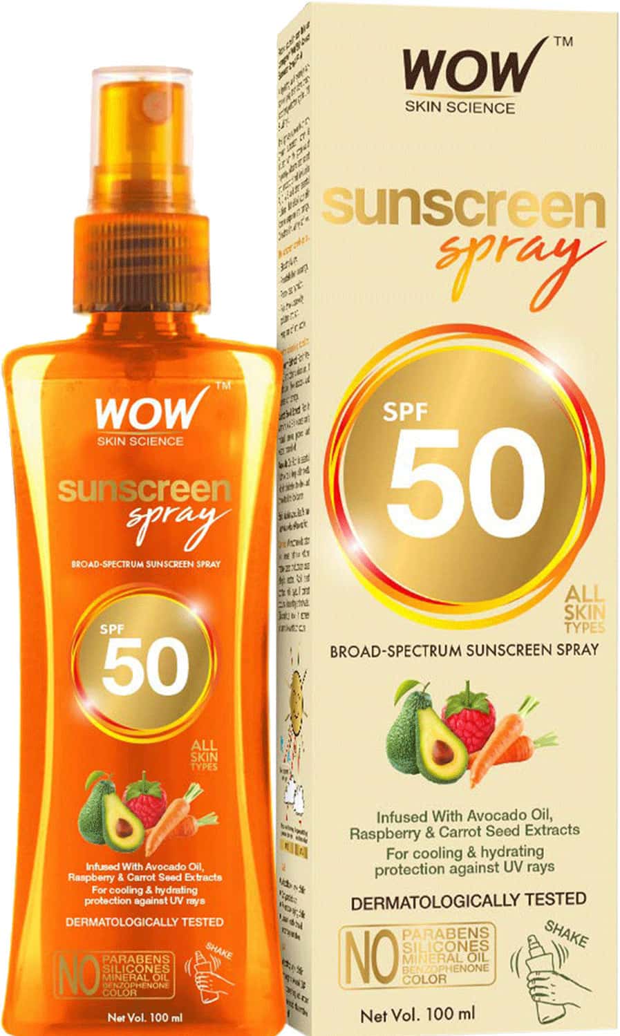 Wow Skin Science Uv Water Transparent Sunscreen Spray Spf 50 - 100ml