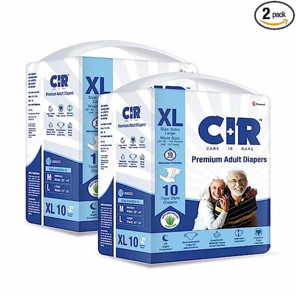 Cir Premium Adult Tape Diapers- Xl (Waist 48-57 Inches)- 10 Units X Pack Of 2