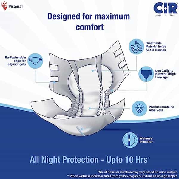 Cir Premium Adult Tape Diapers- Xl (Waist 48-57 Inches)- 10 Units X Pack Of 2