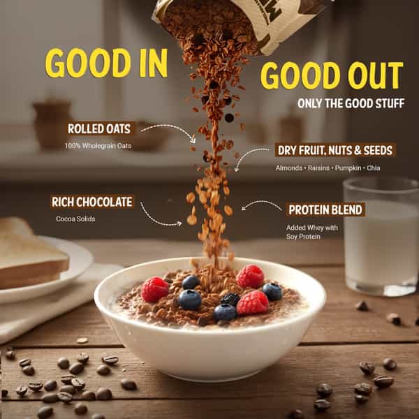 Muscleblaze High Protein Oats (Blue Tokai Cafe Mocha | 1Kg) | 26G Protein