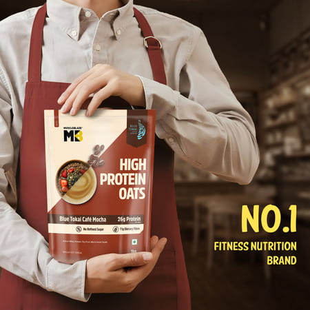 Muscleblaze High Protein Oats (Blue Tokai Cafe Mocha | 1Kg) | 26G Protein