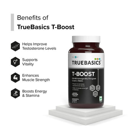 Truebasics T - Boost | Testosterone Supplement For Men (120 Tablets) | With Ksm 66 Ashwagandha