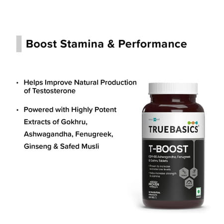 Truebasics T - Boost | Testosterone Supplement For Men (120 Tablets) | With Ksm 66 Ashwagandha