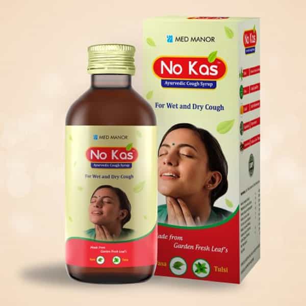 No Kas Medmanor No-Kasadulsa & Tulsi Ayurvedic Syrup 100Ml (Pack Of 50 Sachets) With A Free Jar
