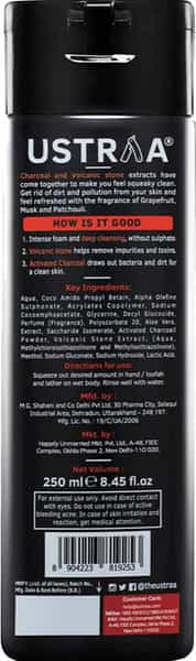 Ustraa Body Wash - Activated Charcoal - 200 Ml (Pack Of 2)