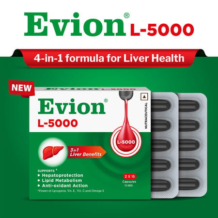 Evion L-5000 3 In 1formula For Liver Health | Hepatoprotection | Anti-Oxidant Action 15 Capsules