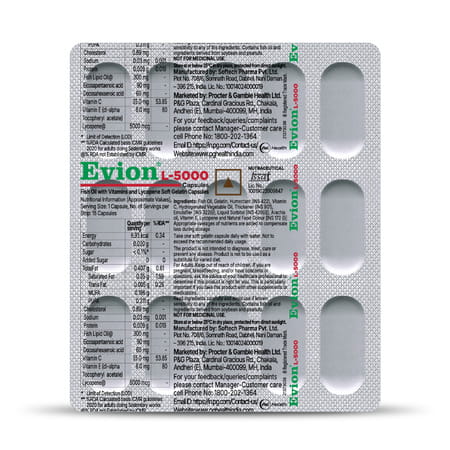 Evion L-5000 3 In 1formula For Liver Health | Hepatoprotection | Anti-Oxidant Action 15 Capsules