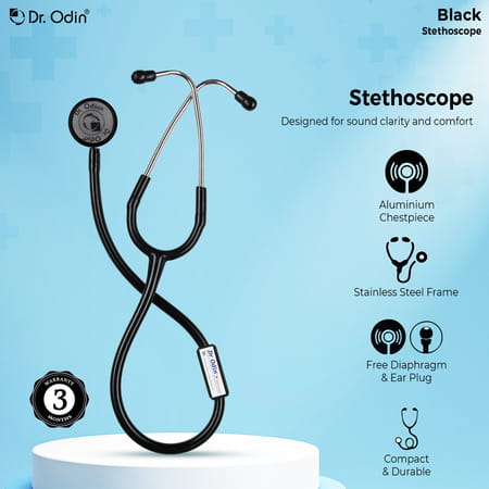 Dr. Odin Black Stethoscope For Doctors & Medical Students