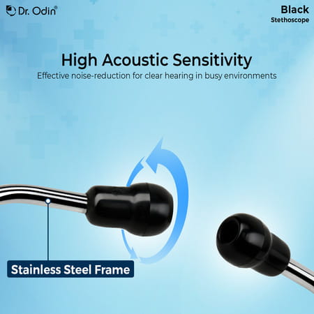 Dr. Odin Black Stethoscope For Doctors & Medical Students